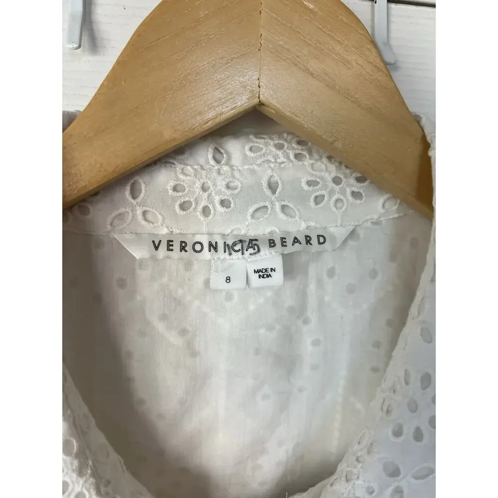 NEW Veronica Beard Kylan Eyelet Lace Cotton Mini Shirtdress White size 8 #D7035 - Picture 5 of 8